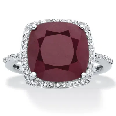 Palm Beach Jewelry 4.25 Tcw Genuine Ruby & Topaz .925 Silver Ring In White
