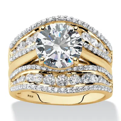 Palm Beach Jewelry 4.26 Cttw. Cubic Zirconia 18k Gold-plated Silver Multi-row Bridal Ring Set In White