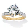 Palm Beach Jewelry 4.26 Cttw. Round Cubic Zirconia Two-tone Gold-plated Silver Engagement Ring