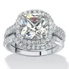 Palm Beach Jewelry 4.27 Tcw Cz 3-pc. Bridal Ring Set In Platinum-plated Sterling Silver In White