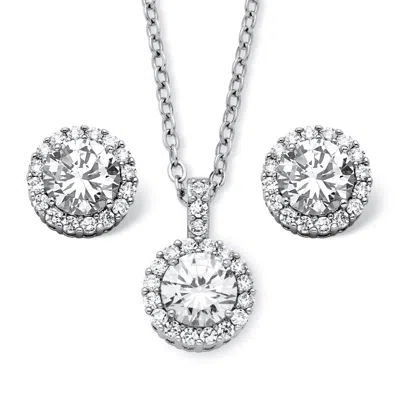 Palm Beach Jewelry 4.30 Tcw Birthstone Cz Silvertone Jewelry Set