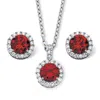 Palm Beach Jewelry 4.30 Tcw Birthstone Cz Silvertone Jewelry Set In Red