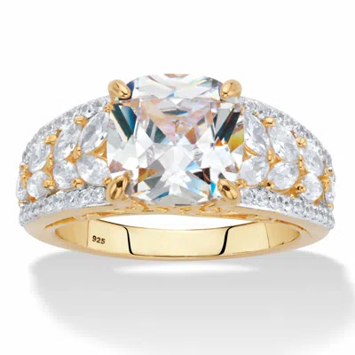 Palm Beach Jewelry 4.35 Cttw. Cushion-cut Cubic Zirconia Gold-plated Silver Engagement Ring In White