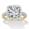 Palm Beach Jewelry 4.36 Tcw Cubic Zirconia 14k Gold-plated Sterling Silver Halo Cocktail Ring In White