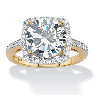 Palm Beach Jewelry 4.36 Tcw Cubic Zirconia 14k Gold-plated Sterling Silver Halo Cocktail Ring In White
