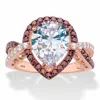 Palm Beach Jewelry 4.37 Cttw. Brown And White Cz 18k Rose Gold-plated Silver Engagement Ring