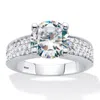 Palm Beach Jewelry 4.37 Cttw. Round-cut Cubic Zirconia Pave' Platinum Over Silver Engagement Ring