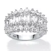 Palm Beach Jewelry 4.38 Cttw. Emerald-cut Cubic Zirconia Platinum-plated Silver Engagement Ring In White