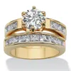 Palm Beach Jewelry 4.40 Tcw Cubic Zirconia Channel-set 2-piece Bridal Set Gold-plated In White