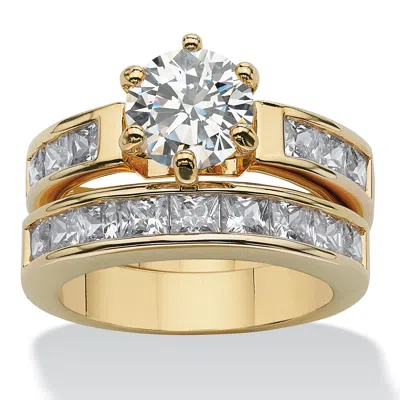 Palm Beach Jewelry 4.40 Tcw Cubic Zirconia Channel-set 2-piece Bridal Set Gold-plated In White