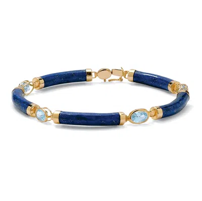 Palm Beach Jewelry 4.40 Tcw Lapis And Blue Topaz Bracelet Golden Finish Over Sterling Silver