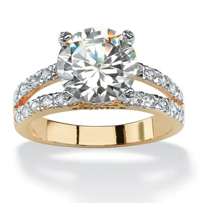 Palm Beach Jewelry 4.42 Tcw Cubic Zirconia Gold-plated Engagement Split-shank Ring In White