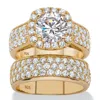 Palm Beach Jewelry 4.43 Tcw Cubic Zirconia 14k Gold-plated Silver 2-piece Halo Bridal Ring Set In White