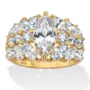 Palm Beach Jewelry 4.44 Cttw. Marquise Cut Cubic Zirconia 14k Gold Plated Silver Engagement Ring