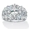 Palm Beach Jewelry 4.44 Cttw. Marquise Cut Cubic Zirconia Platinum Plated Silver Engagement Ring