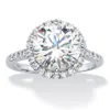 Palm Beach Jewelry 4.45 Tcw Round Cubic Zirconia 10k White Gold Halo Engagement Ring In White