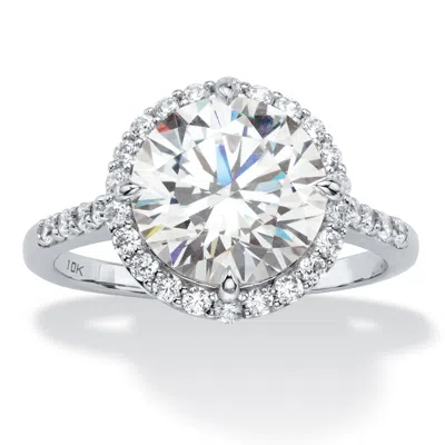 Palm Beach Jewelry 4.45 Tcw Round Cubic Zirconia 10k White Gold Halo Engagement Ring