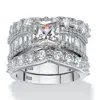 Palm Beach Jewelry 4.48 Tcw Cubic Zirconia Platinum-plated Sterling Silver 3-piece Bridal Ring Set In White