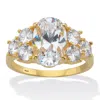 Palm Beach Jewelry 4.49 Cttw. Oval-cut Cubic Zirconia 14k Gold Plated Silver Engagement Ring