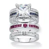 Palm Beach Jewelry 4.50 Cttw. .925 Silver Cubic Zirconia Red & Blue Cz Accent Changeable Ring Set
