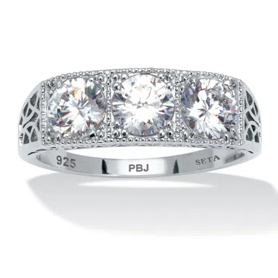 Palm Beach Jewelry 4.50 Tcw Cz Platinum-plated Sterling Silver Ring In White