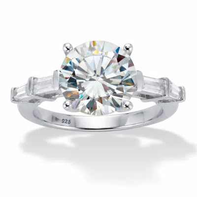 Palm Beach Jewelry 4.52 Cttw. Cubic Zirconia Platinum-plated Sterling Silver Engagement Ring In White