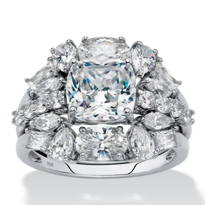 Palm Beach Jewelry 4.56 Tcw Cz Platinum/silver Jacket Bridal Ring Set In White