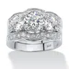 Palm Beach Jewelry 4.59 Tcw Round Cubic Zirconia 3-pc. Bridal Set In .925 Sterling Silver In White