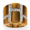 Palm Beach Jewelry .46 Tcw Emerald-cut Tiger's Eye Cubic Zirconia Accent Gold-plated Ring In Brown