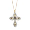 Palm Beach Jewelry .46 Tcw Genuine Sapphire Diamond Accent 18k Gold-plated Silver Cross Necklace