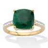 Palm Beach Jewelry 4.60 Cttw. Green Emerald & White Topaz Two-tone Gold-plated Sterling Silver Ring In Green