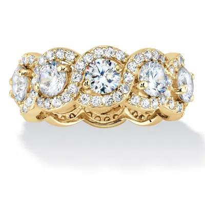 Palm Beach Jewelry 4.60 Tcw Cz Gold-plated Silver Halo Eternity Ring In Yellow