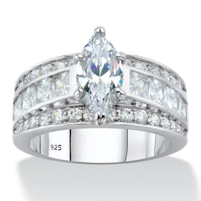 Palm Beach Jewelry 4.60 Tcw Cz Platinum-plated Silver Engagement Ring In White