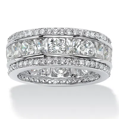 Palm Beach Jewelry 4.66 Cttw. Cubic Zirconia Platinum-plated Sterling Silver Eternity Ring In White