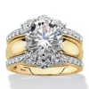 Palm Beach Jewelry 4.66 Cttw. Gold-plated Silver Cubic Zirconia 2-piece Jacket Wedding Ring Set In White