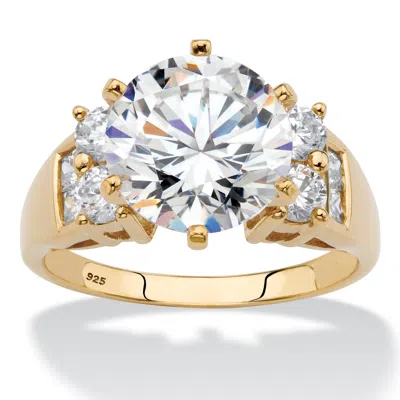 Palm Beach Jewelry 4.66 Tcw Cubic Zirconia Gold-plated Silver Ring In Yellow