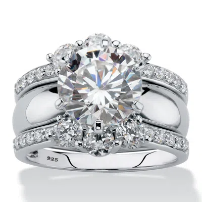 Palm Beach Jewelry 4.66 Tcw Cz 2-piece Jacket Wedding Ring Set In White