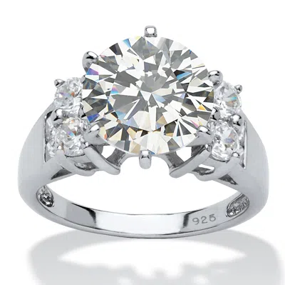 Palm Beach Jewelry 4.66 Tcw Round Cubic Zirconia Ring In Platinum-plated Sterling Silver In White