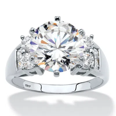 Palm Beach Jewelry 4.66 Tcw Round Cubic Zirconia Ring In Solid 10k White Gold