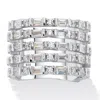 Palm Beach Jewelry 4.70 Cttw. Cubic Zirconia Platinum-plated Silver Multi-row Cocktail Ring