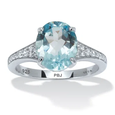 Palm Beach Jewelry 4.70 Tcw Blue Topaz And Cz Sterling Silver Ring In White