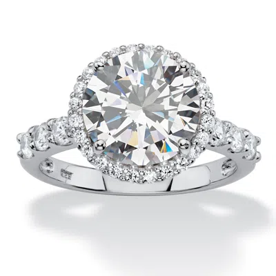 Palm Beach Jewelry 4.70 Tcw Cubic Zirconia Platinum-plated Silver Halo Bridal Engagement Ring In White