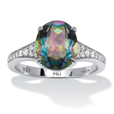 Palm Beach Jewelry 4.70 Tcw Mystic Fire Topaz Sterling Silver Ring In White