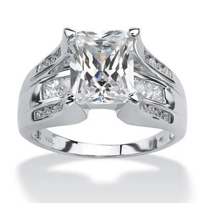 Palm Beach Jewelry 4.73 Tcw Cubic Zirconia Ring In Platinum-plated Sterling Silver In White