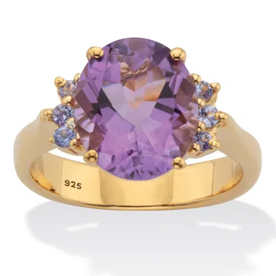 Palm Beach Jewelry 4.74 Tcw Oval Amethyst Gold-plated Silver Ring In Yellow