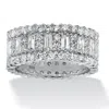 Palm Beach Jewelry 4.80 Tcw Baguette Cz Eternity Band In Platinum-plated Sterling Silver In White