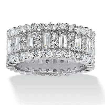 Palm Beach Jewelry 4.80 Tcw Baguette Cz Eternity Band In Platinum-plated In Silver