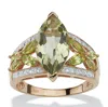 Palm Beach Jewelry 4.83 Tcw Genuine Green Amethyst And Diamond Ring In Gold-plated .925 Silver Ring In Green