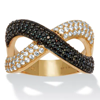 Palm Beach Jewelry .49 Tcw Cz And Black Spinel Gold Ion-plated Ring In Yellow