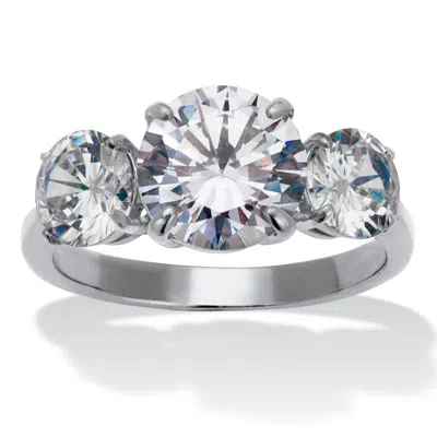 Palm Beach Jewelry 4.96 Tcw Cubic Zirconia Stainless Steel 3-stone Bridal Ring In White